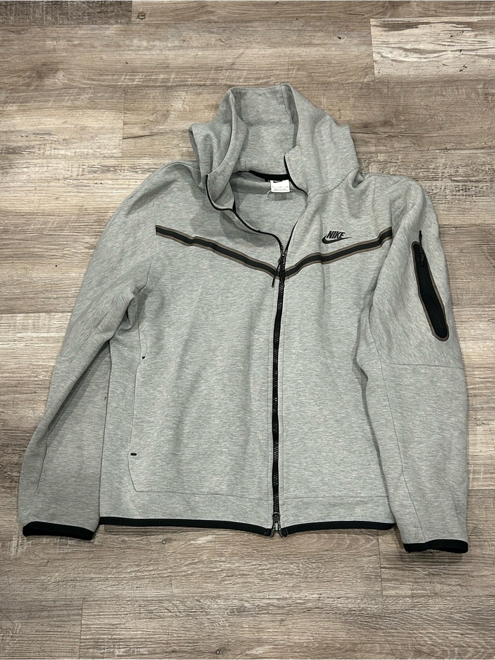 Nike Women's Light Gray Full-Zip Bomber Jacket with Black Trim